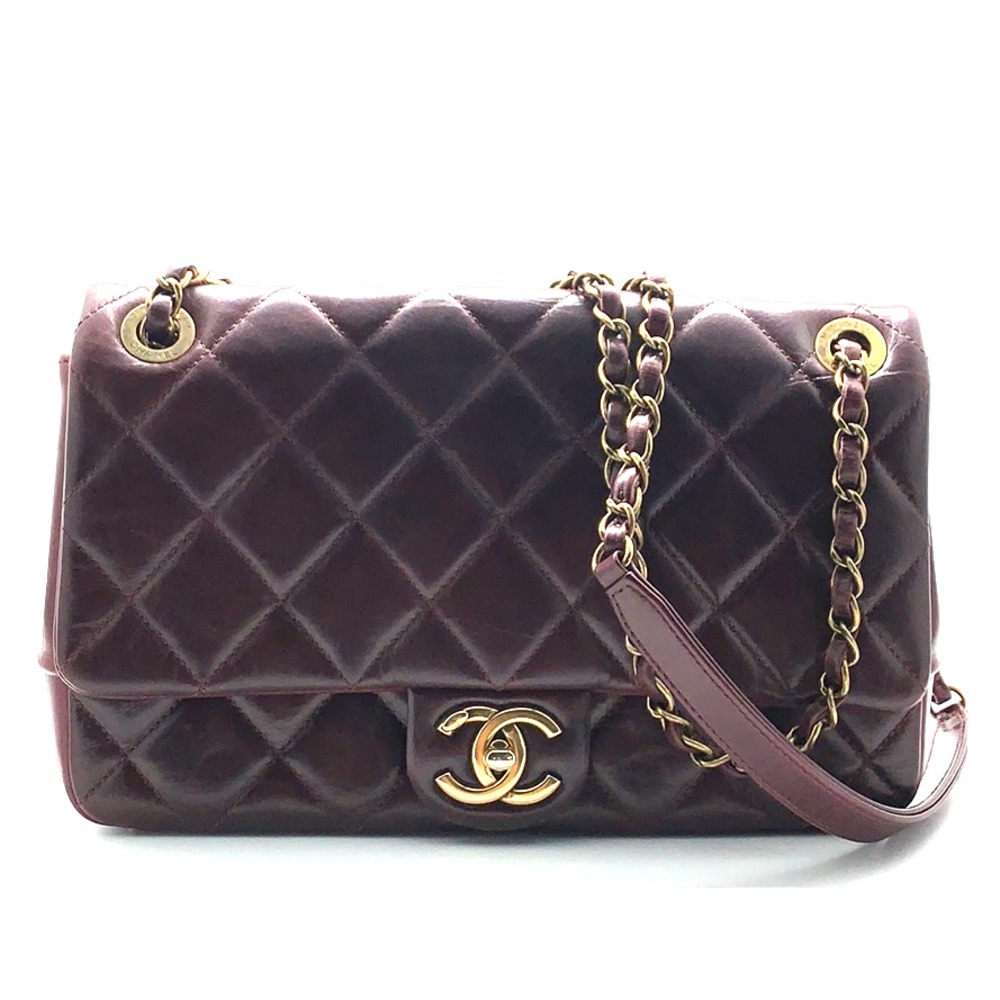 Chanel flapbag calfskin/mag burgundy